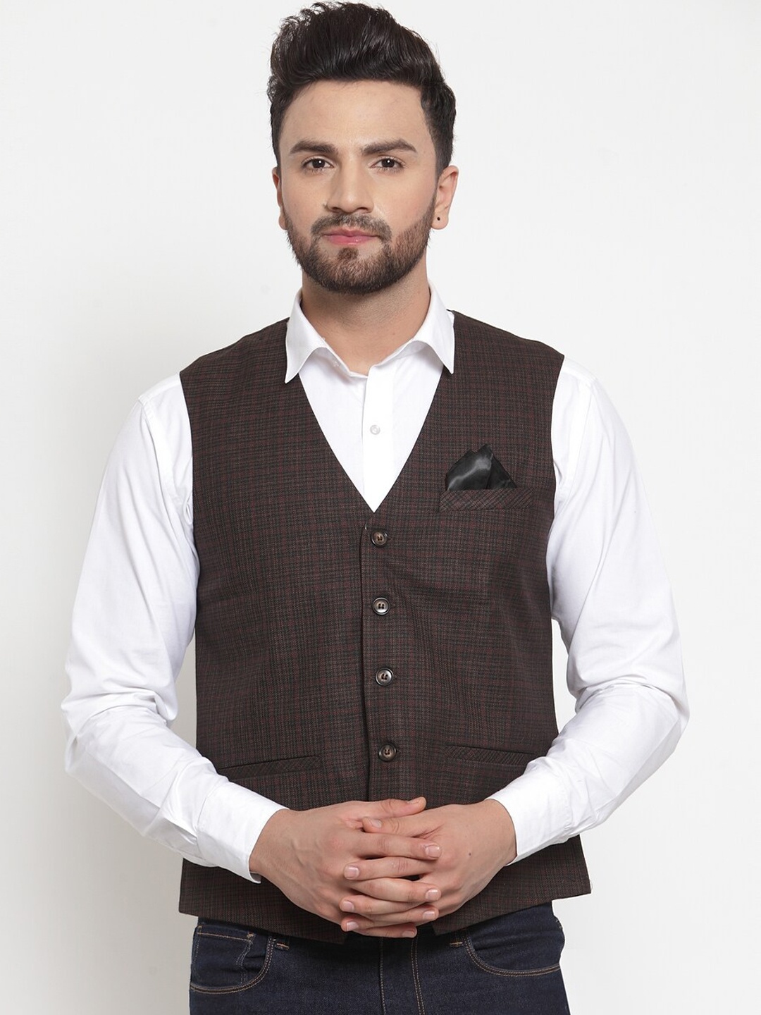 

NEUDIS Men Checked Waistcoat, Brown