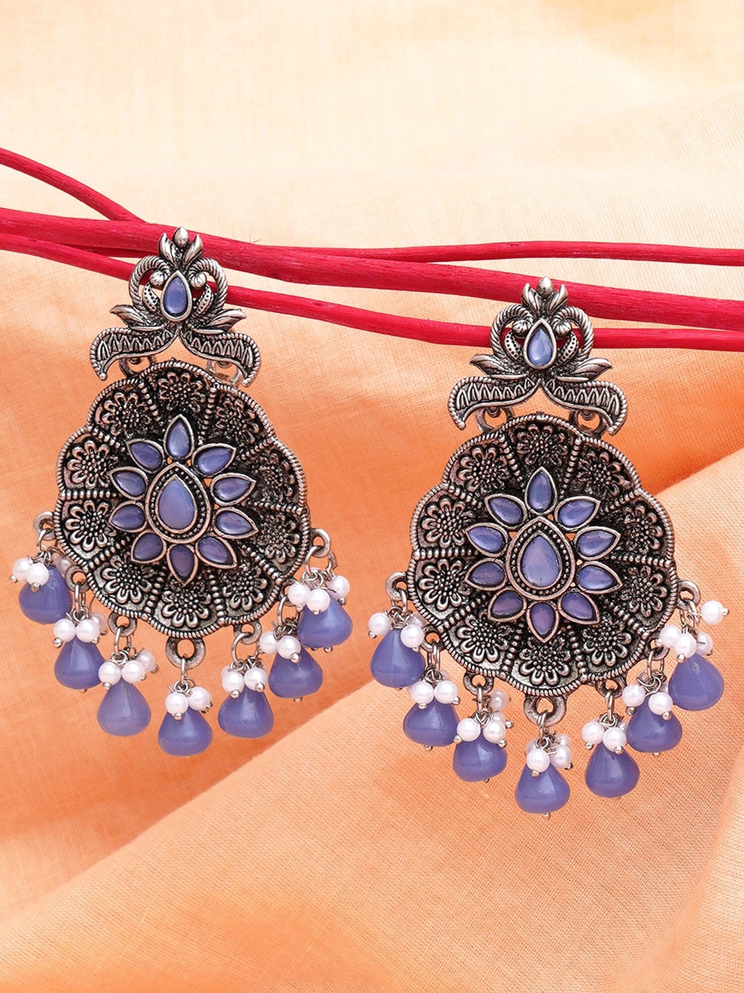 

KARATCART Contemporary Drop Earrings, Blue