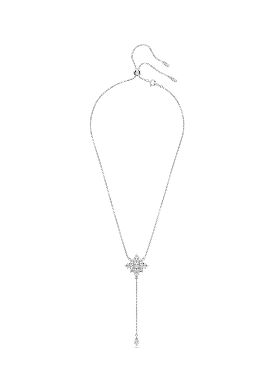 

SWAROVSKI Rhodium-Plated White Stone Studded Pendant With Link Chain, Silver