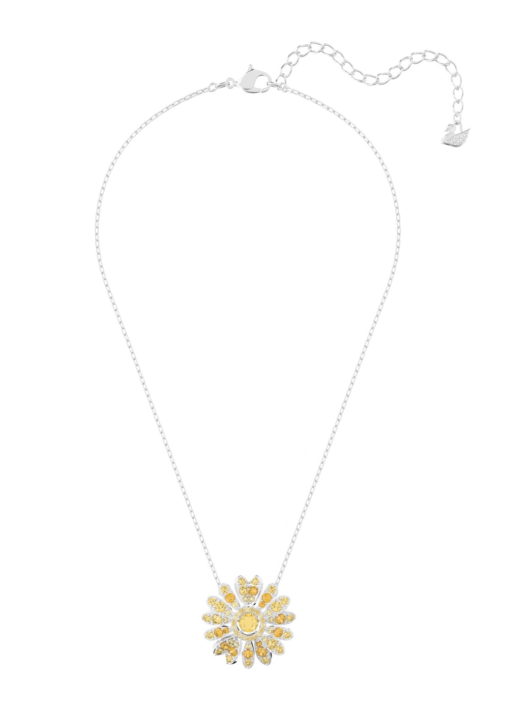 

SWAROVSKI Rhodium-Plated Yellow Stone Studded Pendant With Link Chain, Silver