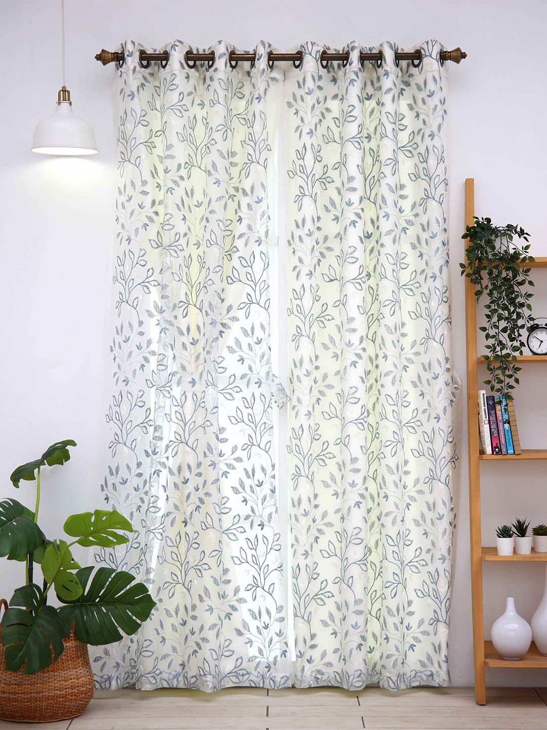 

Ariana Embroidered Polyester Long Door Curtain, Blue