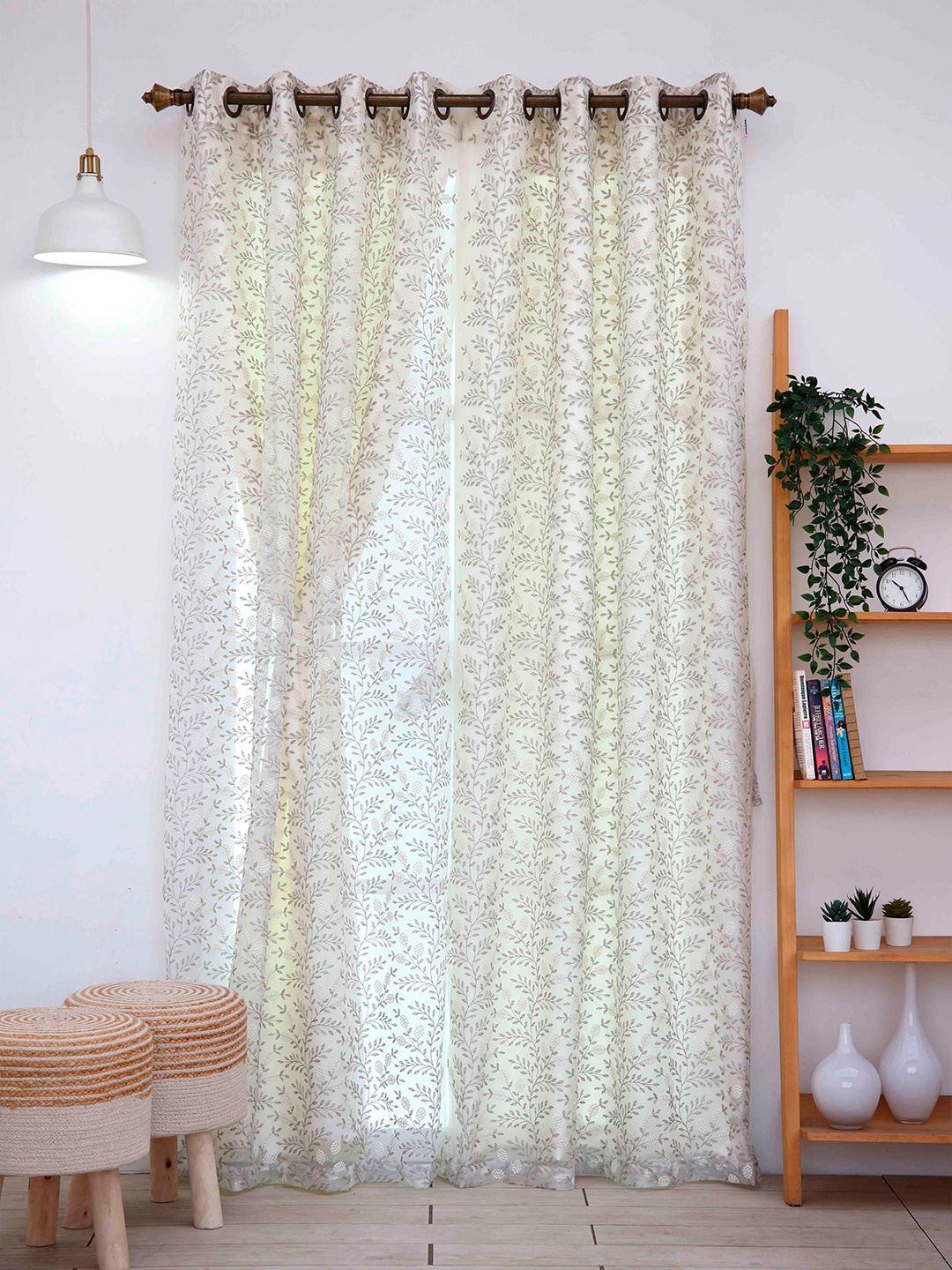 

Ariana Embroidered Polyester Long Door Curtain, Silver
