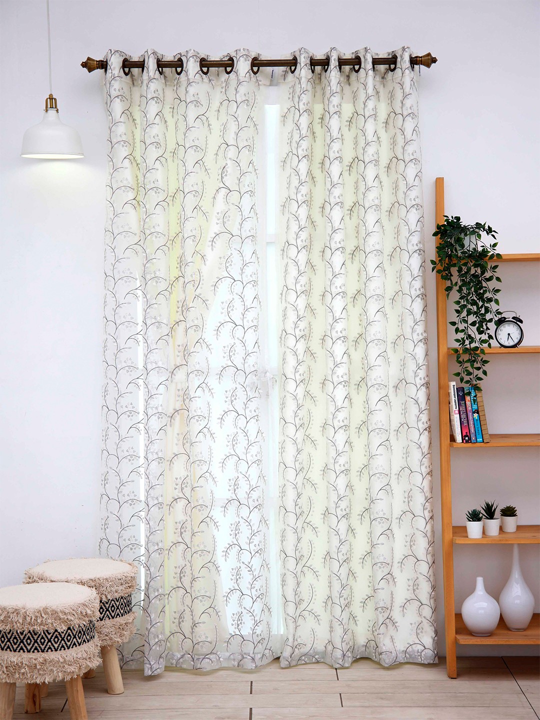 

Ariana Embroidered Door Polyester Regular Curtain, Silver