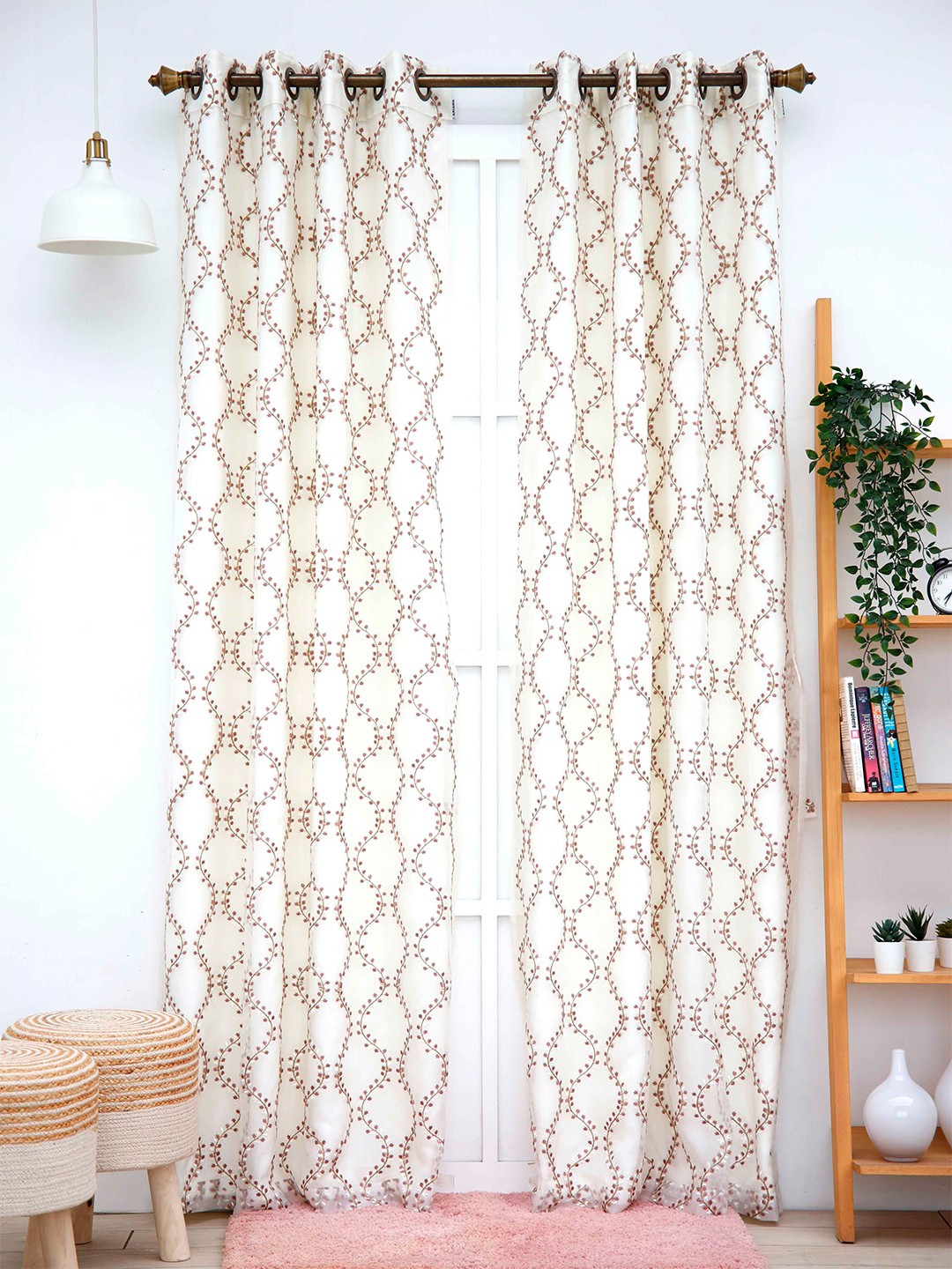 

Ariana Embroidered Polyester Door Curtain, White