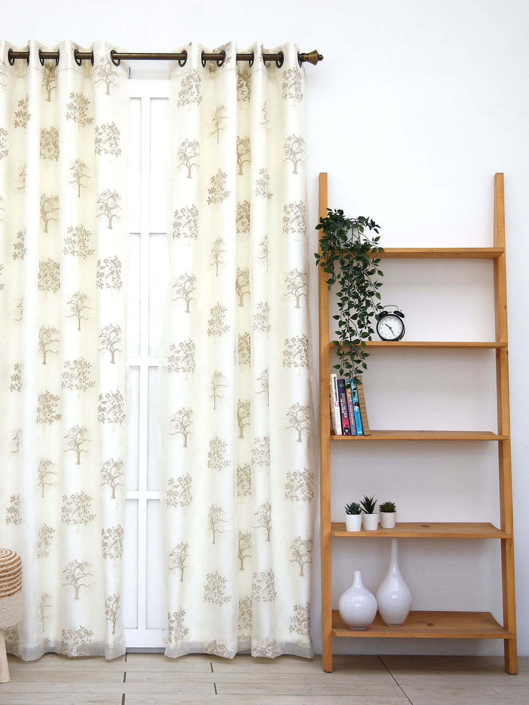 

Ariana Embroidered Long Door Curtains, Beige