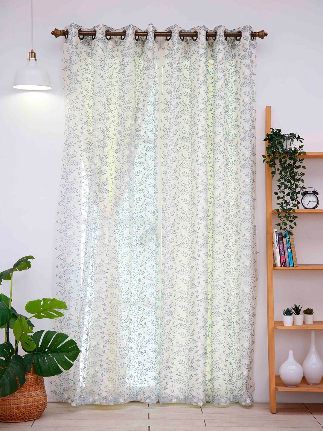 Ariana Embroidered Polyester Door Curtain, Blue