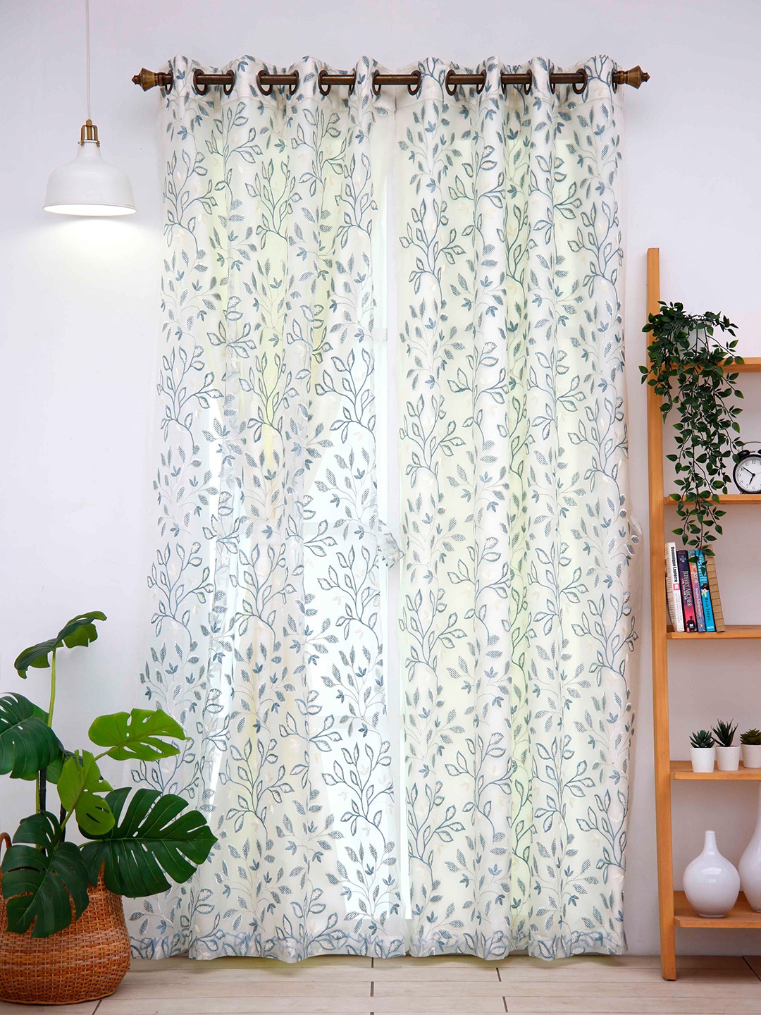 

Ariana Embroidered Polyester Door Curtain, Blue