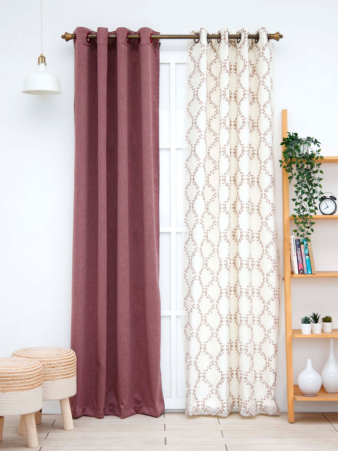 

Ariana Set of 2 Solid Black Out Polyester Door Curtain, Mauve