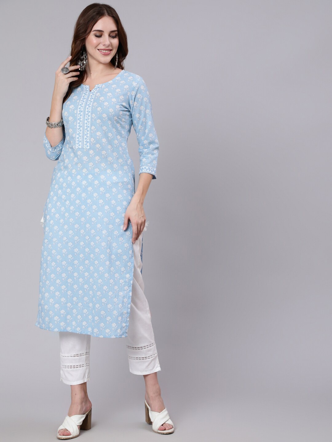 

ETHNIC STREET Women Blue Ethnic Motifs Printed Kurta
