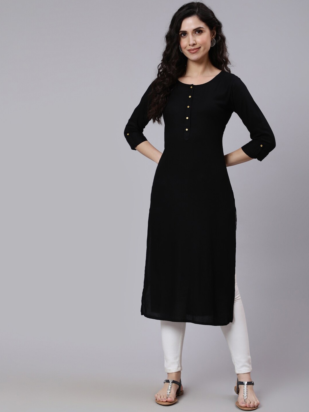 

ETHNIC STREET Women Black Pure Rayon Kurta