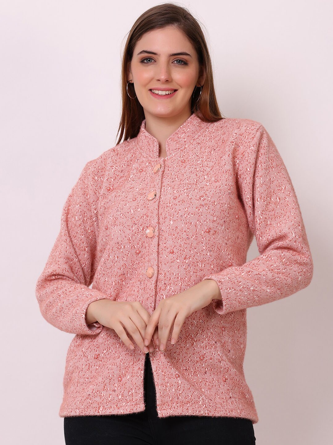

TYSORT Women Self Design Woolen Winter Coats, Pink