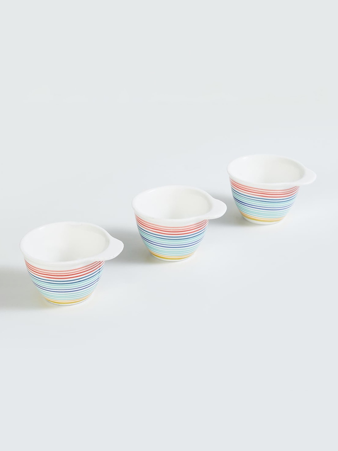 

Home Centre Set Of 3 Striped Bone China Serving Bowl, White