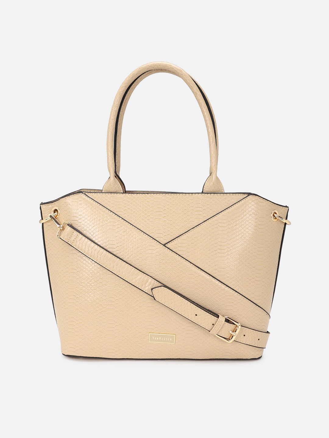 

Van Heusen Woman Textured PU Structured Handheld Bag, Khaki