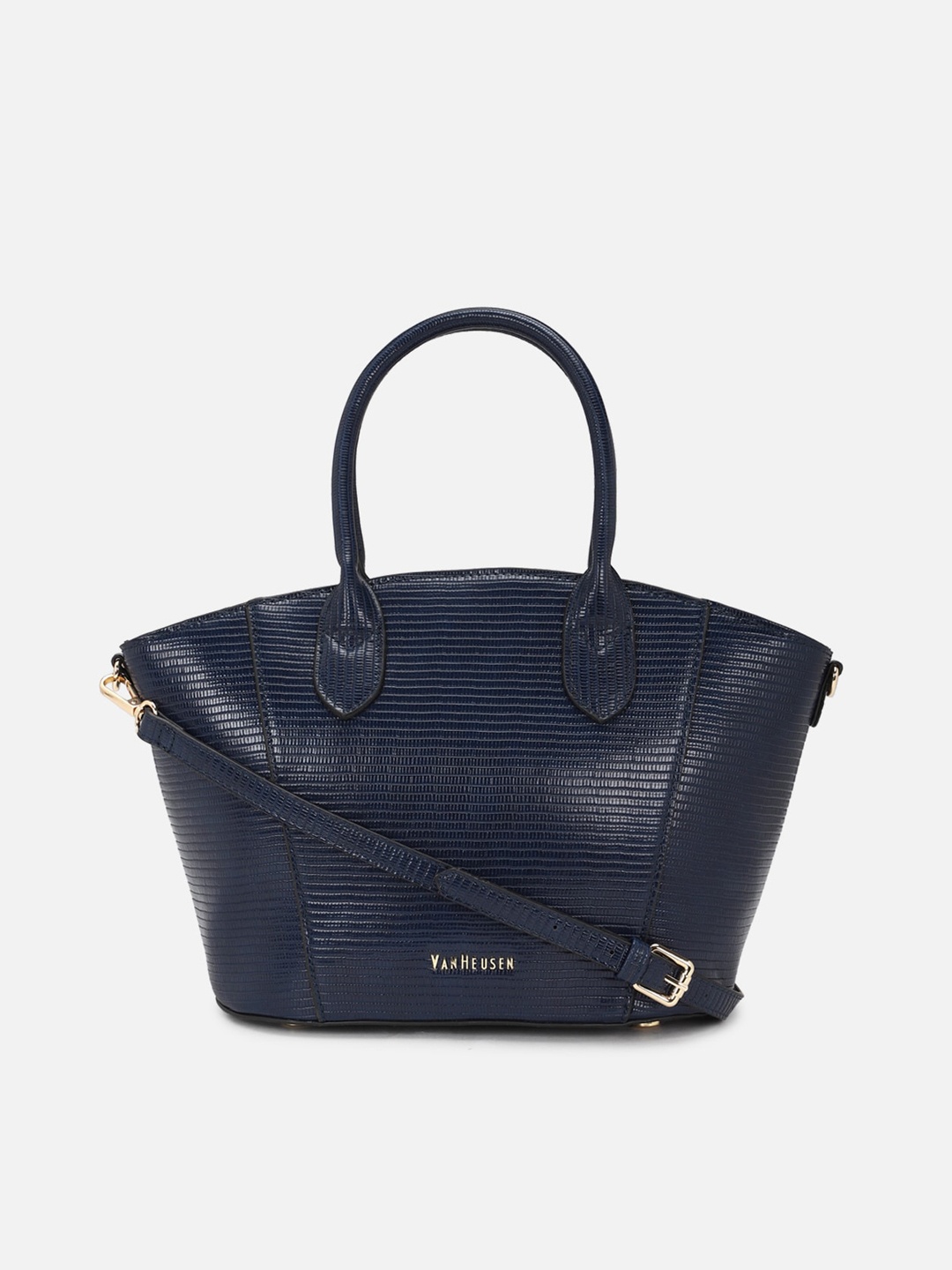 

Van Heusen Woman Textured PU Structured Handheld Bag, Navy blue