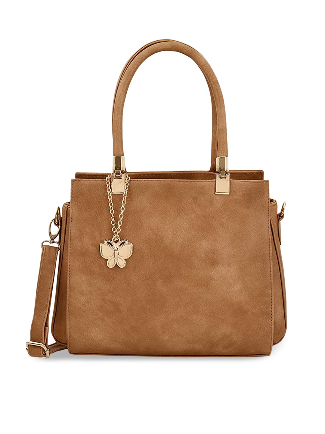 

Butterflies PU Structured Handheld Bag, Beige