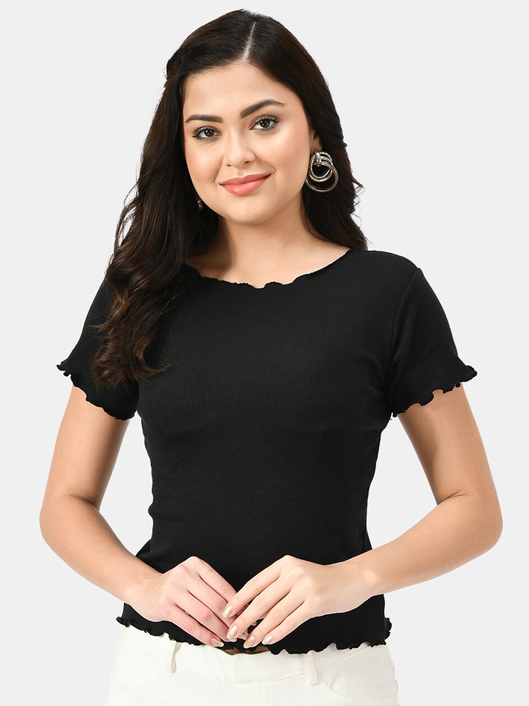 

Akshatani Black Solid Top