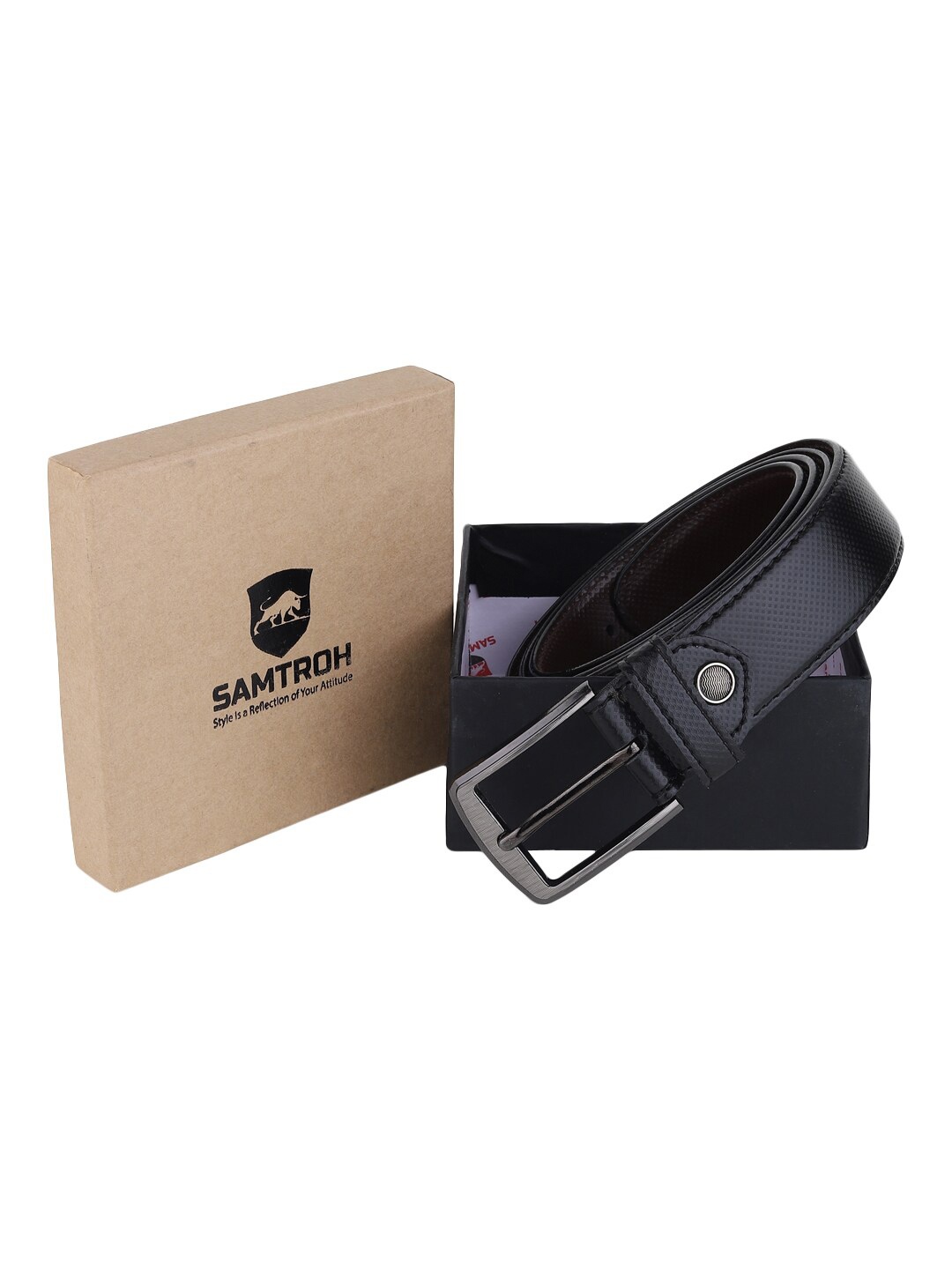 

SAMTROH Men Black PU Formal Belt