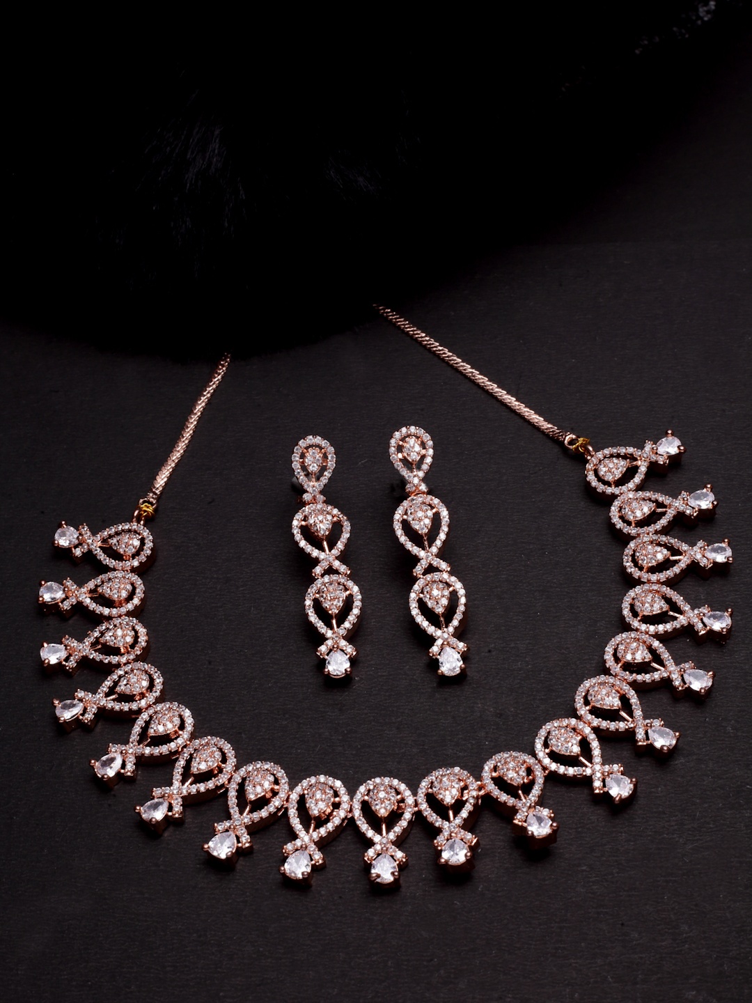 

PANASH Gold-Plated Cubic Zirconia Stone-Studded Jewellery Set