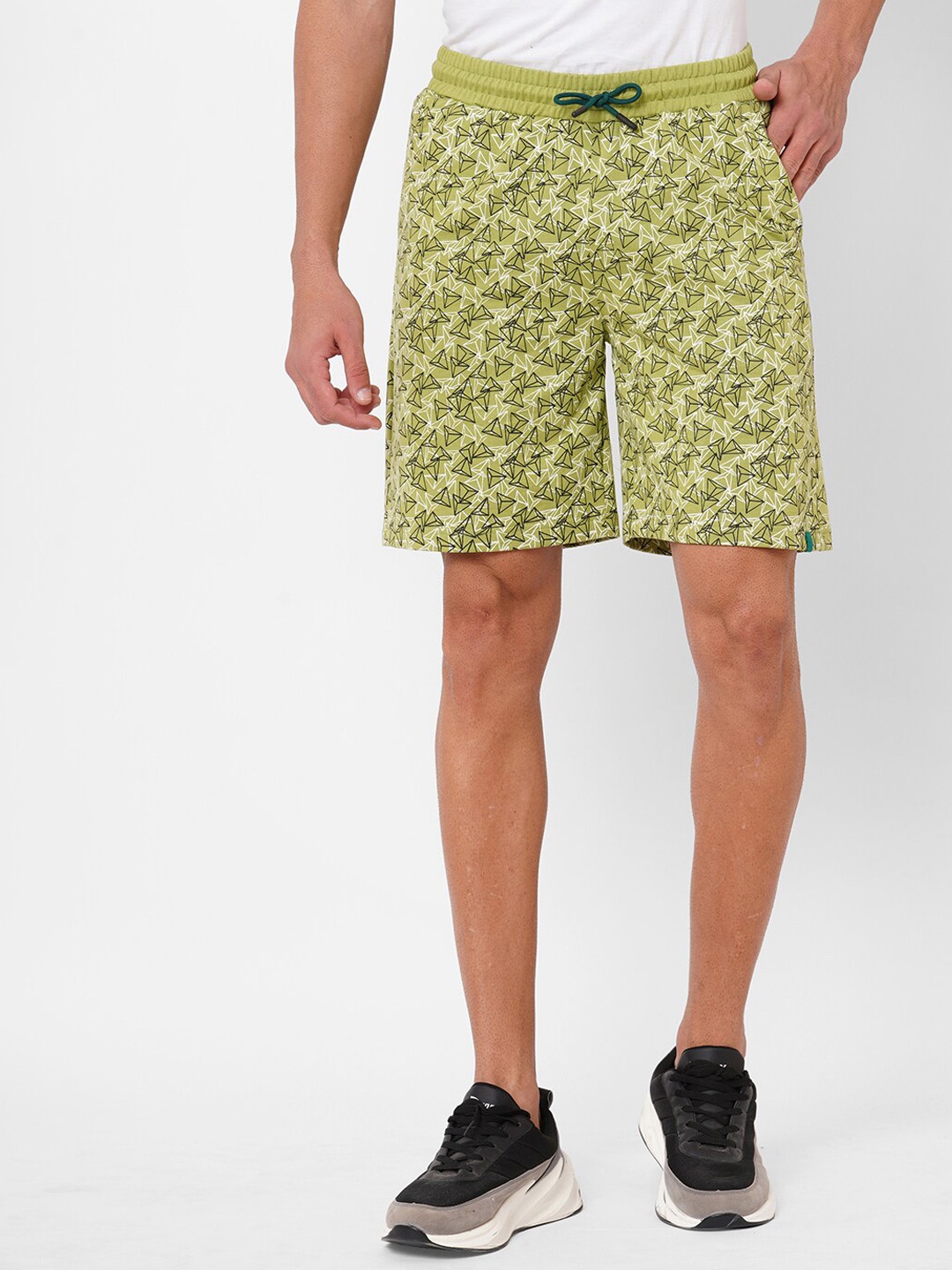 

FiTZ Men Printed Slim Fit e-Dry Technology Cotton Shorts, Olive
