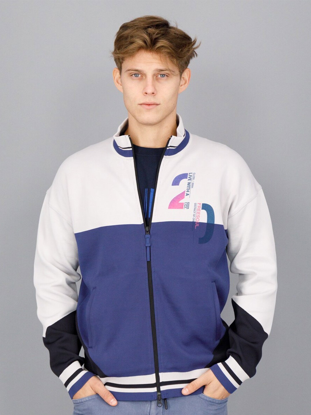 

FREESOUL Men Colorblocked Sweatshirt, White