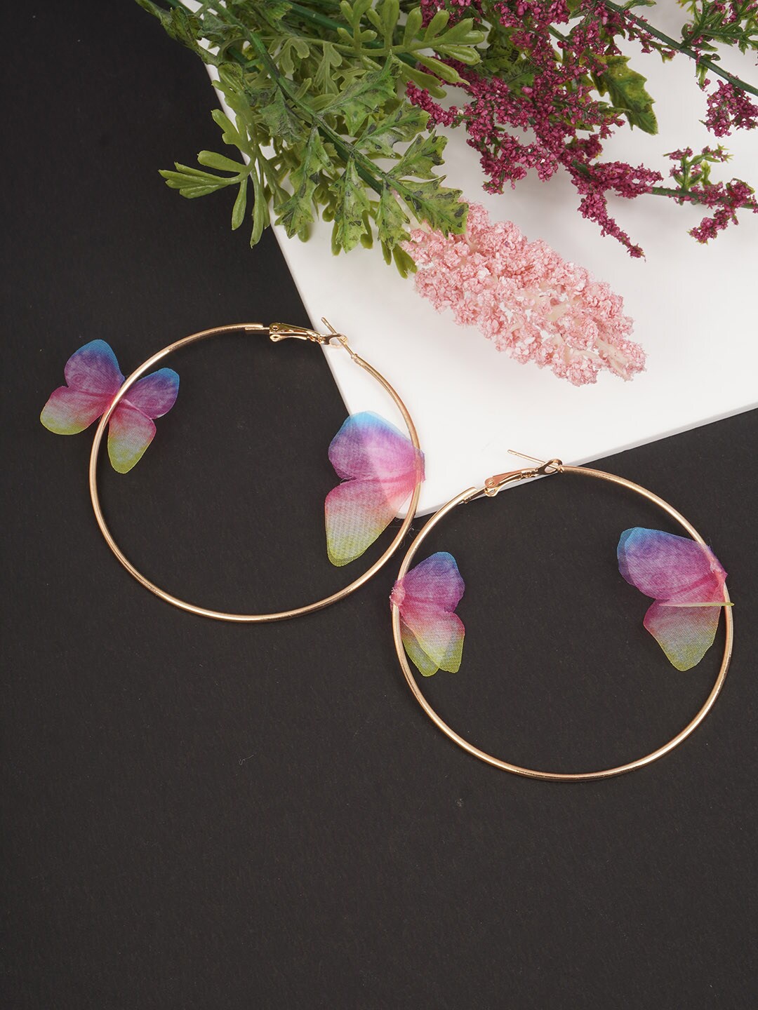 

Ferosh Circular Butterfly Hoop Earrings, Gold