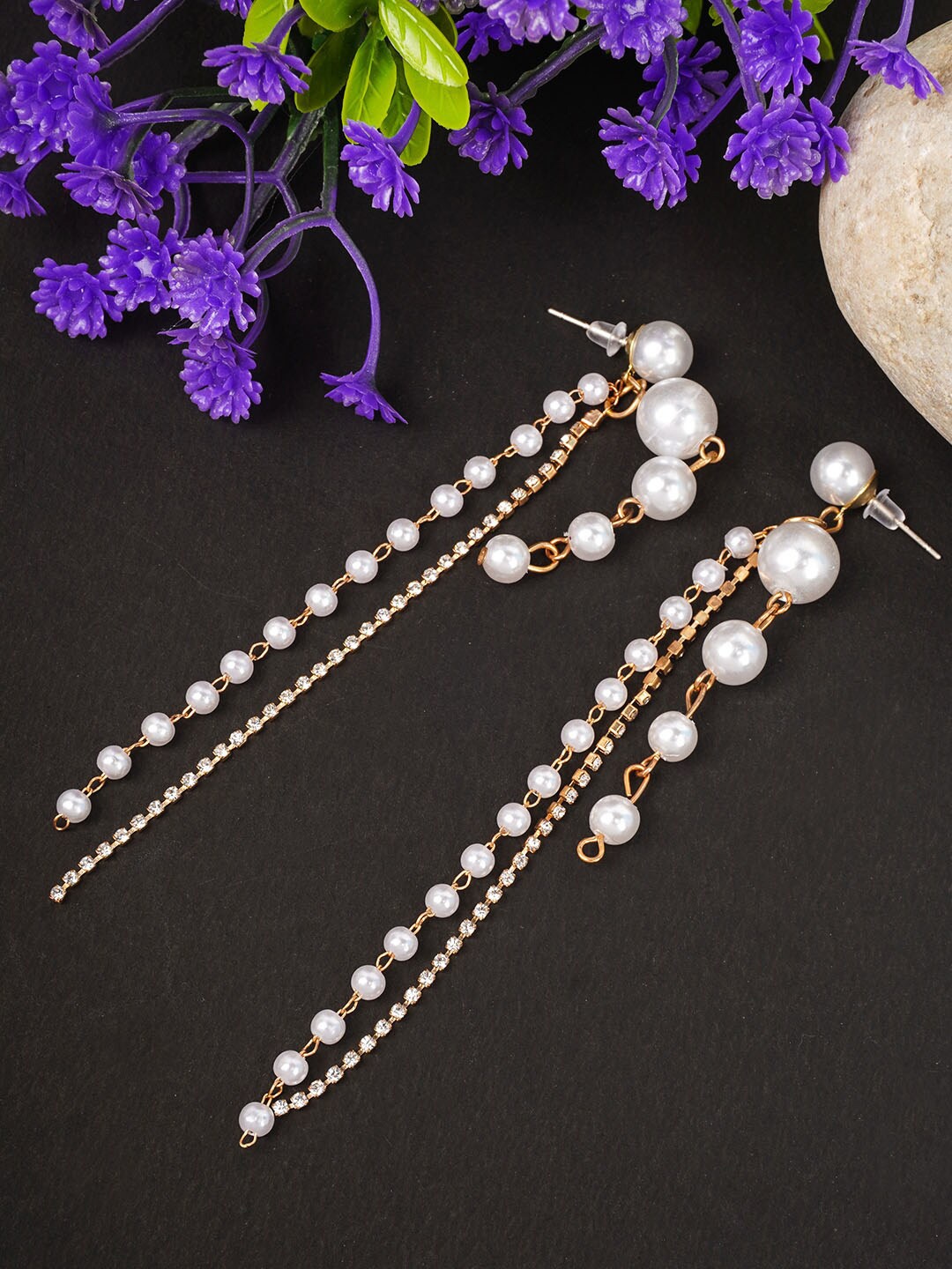 

Ferosh Classic Pearl Chain Earrings, White