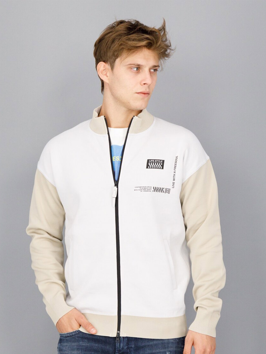 

FREESOUL Men Typography Printed Sweatshirt, Off white