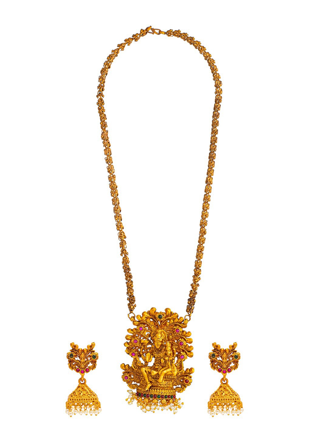 

Shining Jewel - By Shivansh Antique Gold Plated Temple Jewellery Set