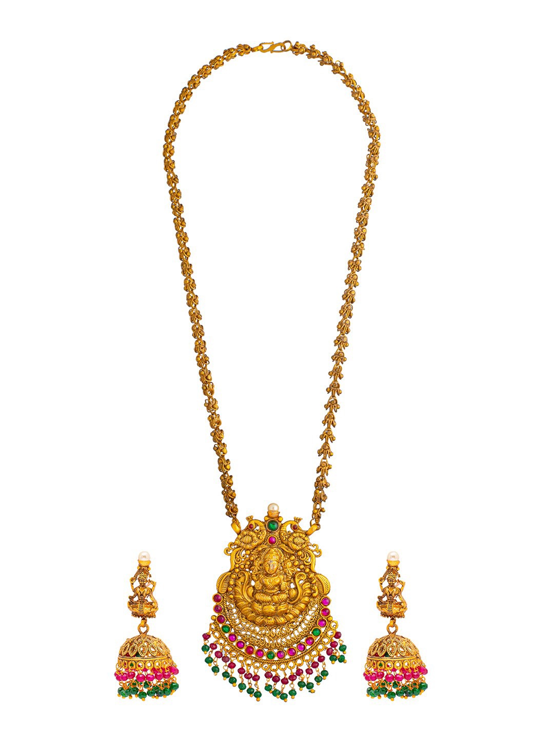 

Shining Jewel - By Shivansh Gold-Plated Antique Brass Necklace & Earrings