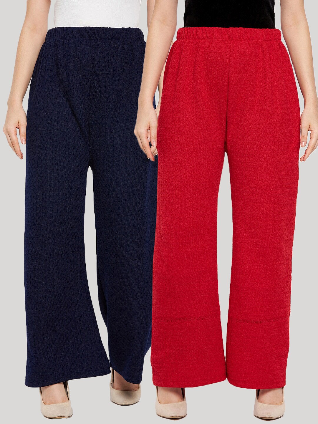 

Clora Creation Women Red & Blue 2 Knitted Palazzos