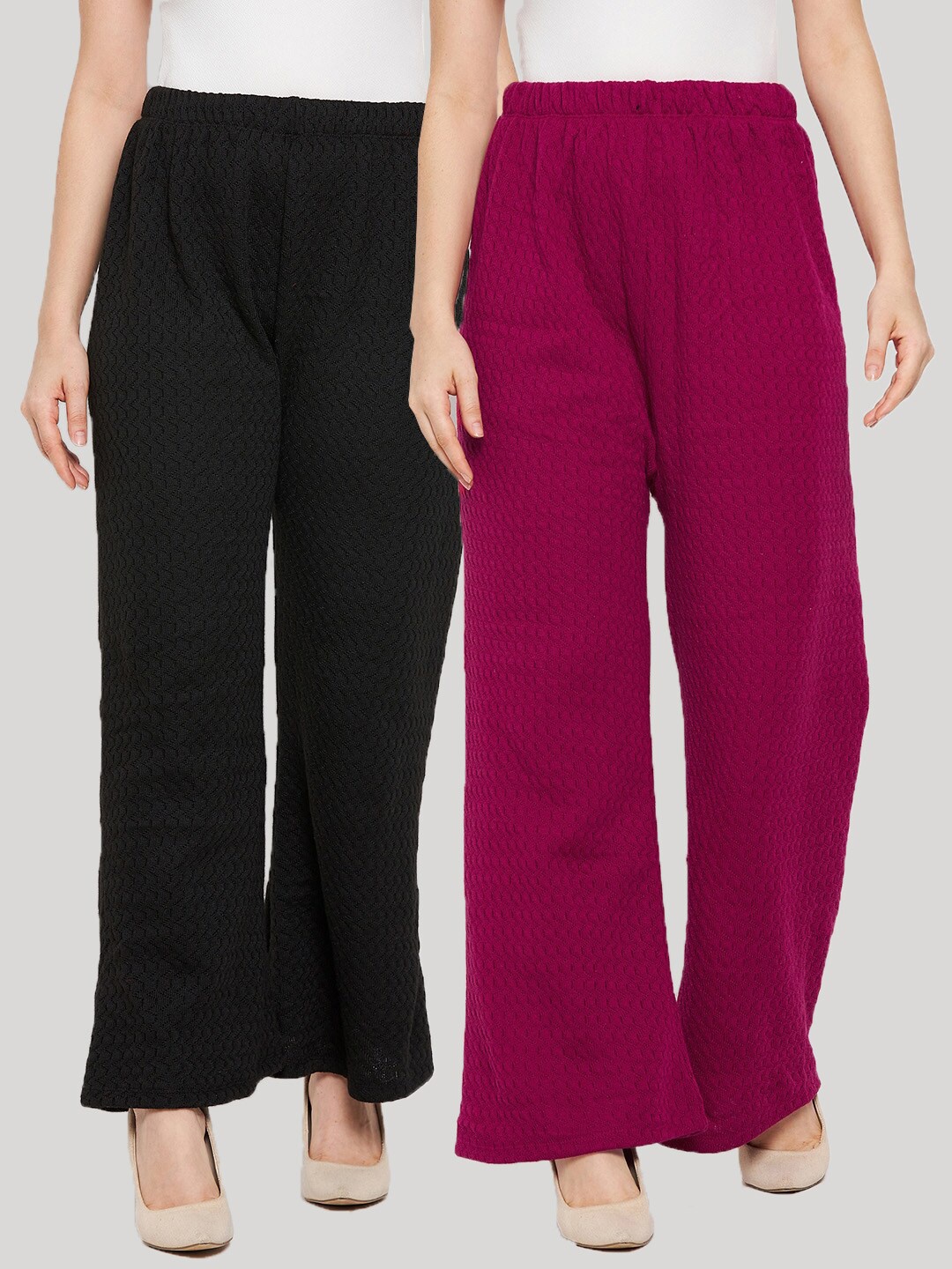 

Clora Creation Women Black & Magenta 2 Knitted Palazzos