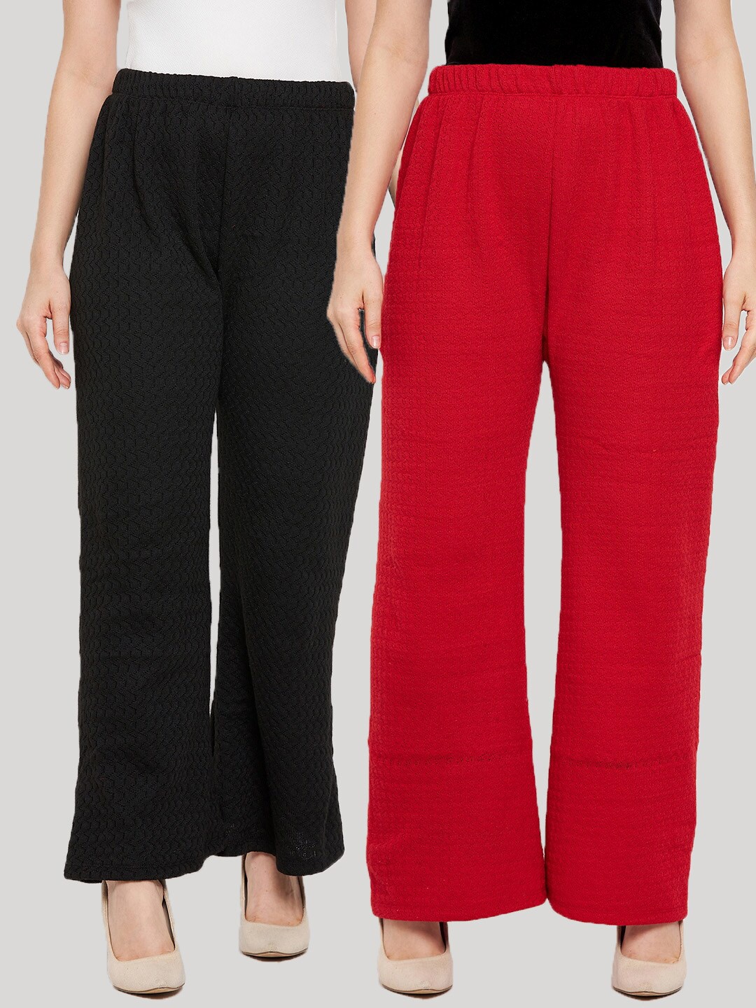 

Clora Creation Women Black & Red 2 Knitted Palazzos