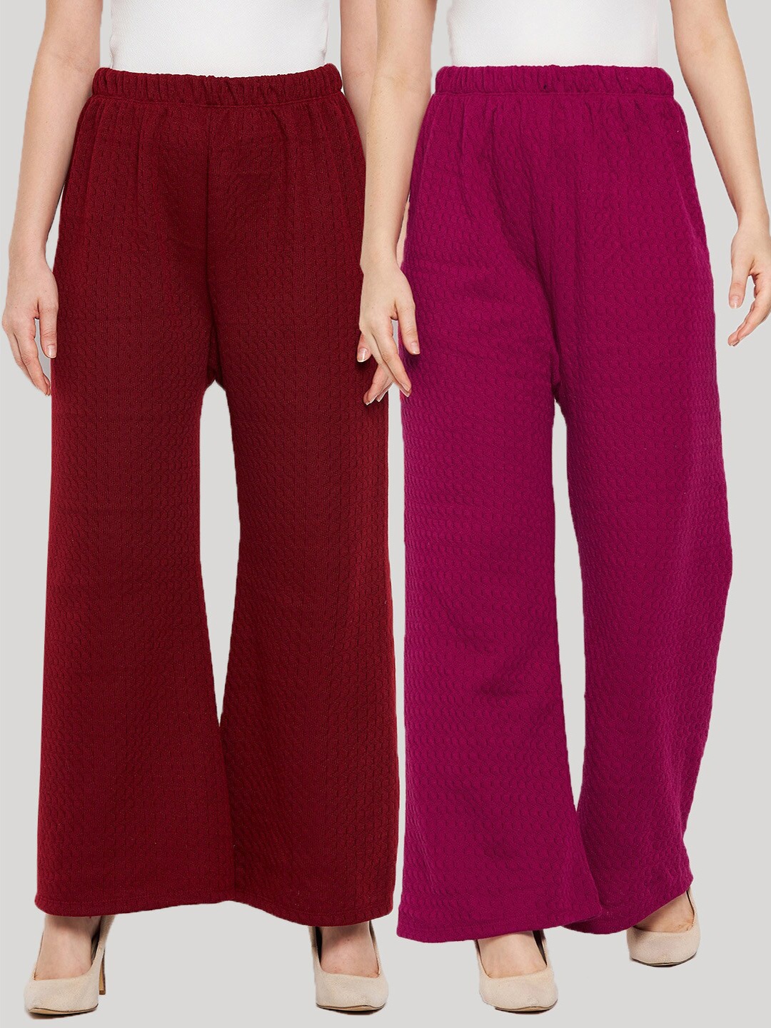 

Clora Creation Women Maroon & Magenta 2 Knitted Palazzos