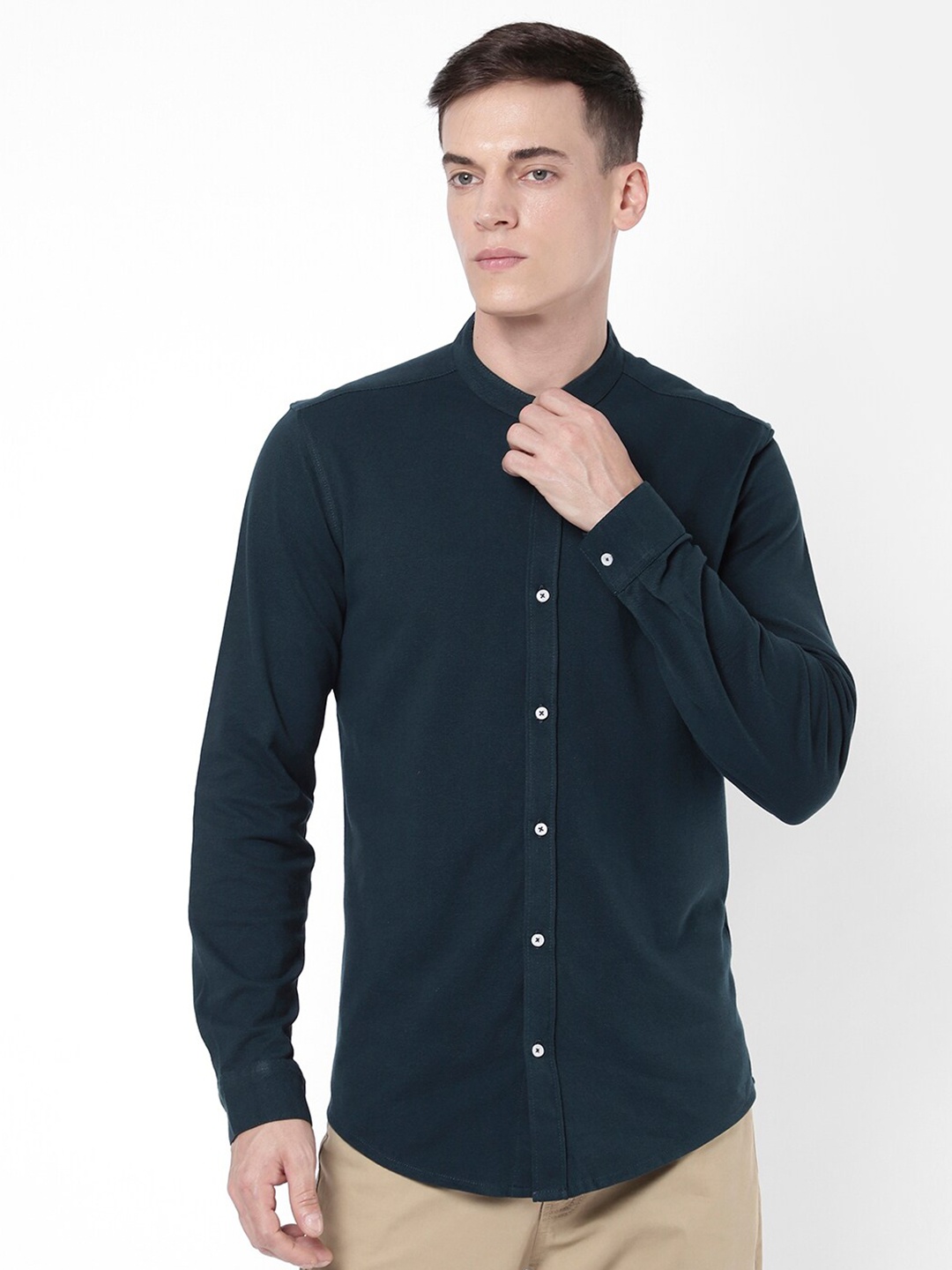 

R&B Men Solid Casual Shirt, Blue