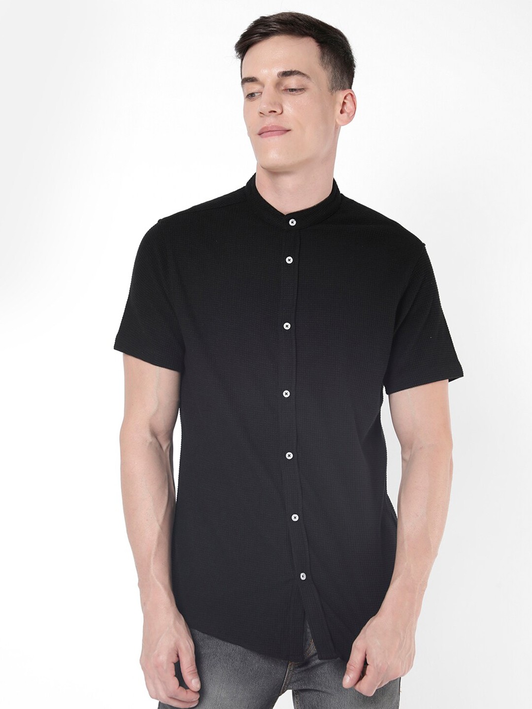 

R&B Men Solid Casual Shirt, Black