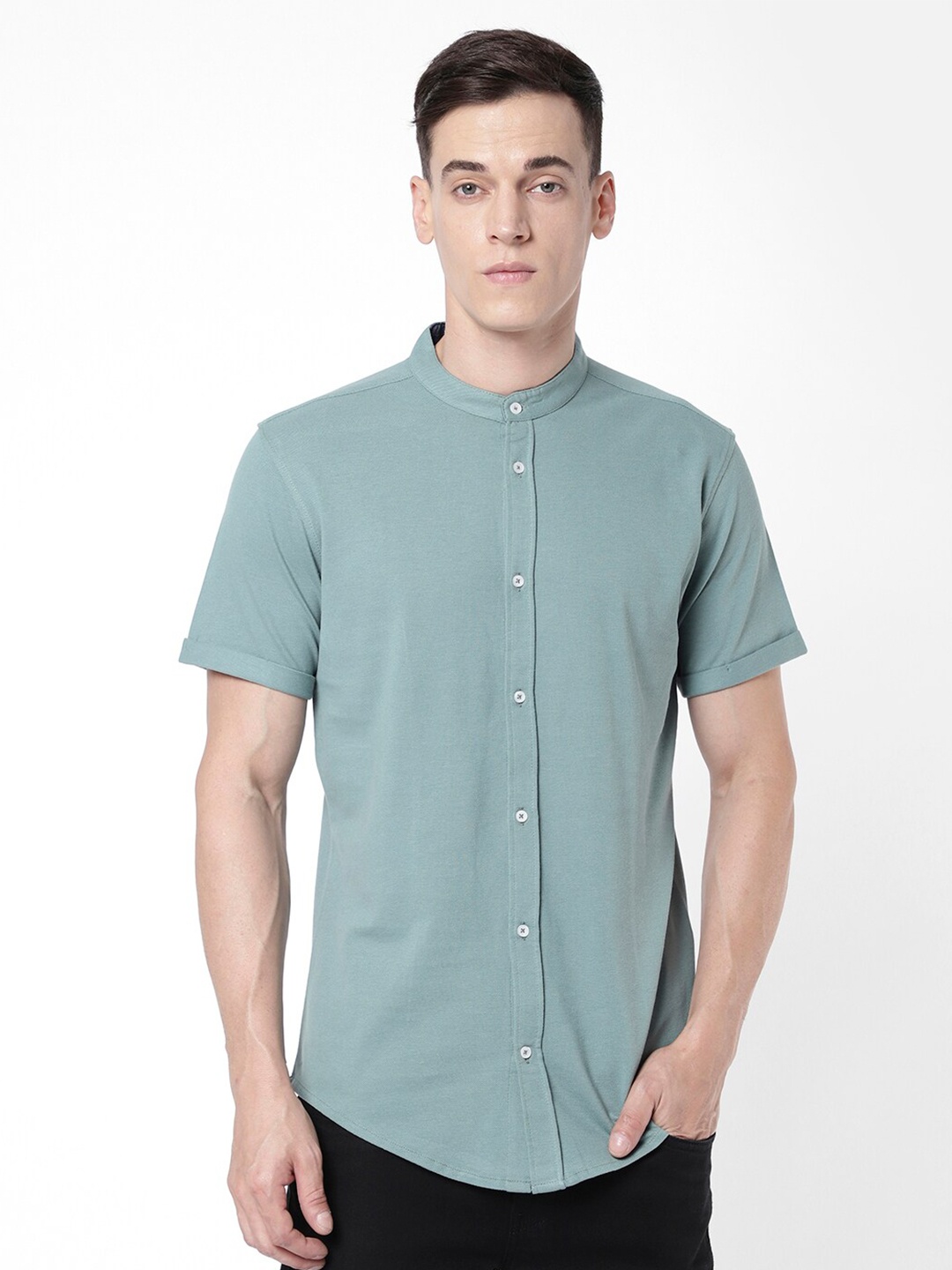 

R&B Men Solid Casual Shirt, Green