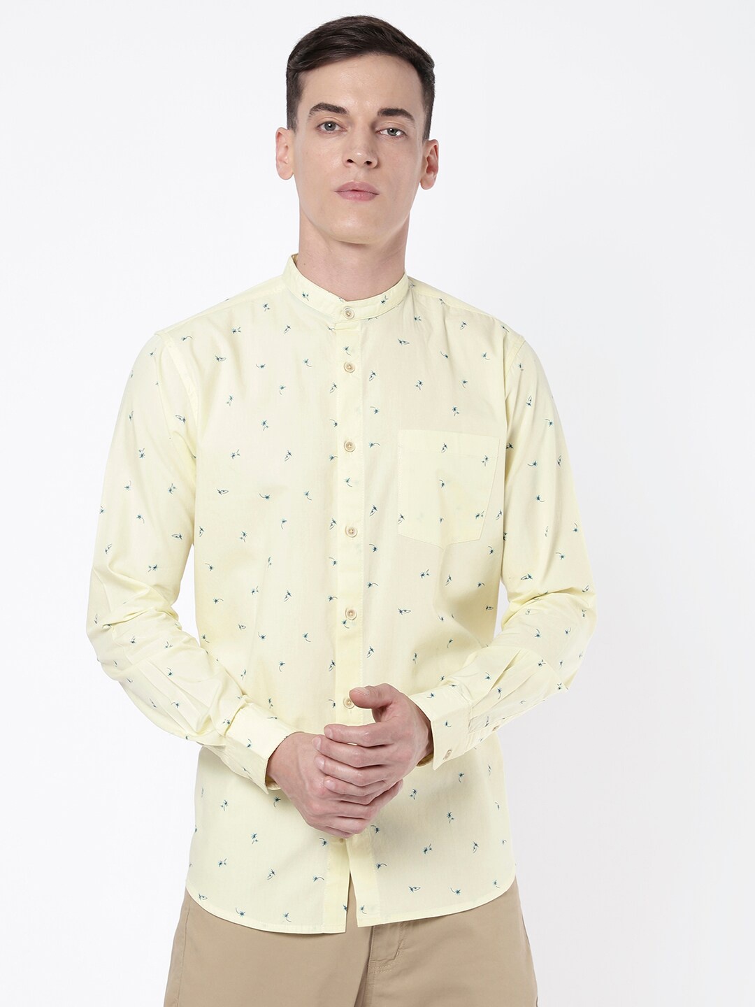 

R&B Men Printed Casual Shirt, Yellow