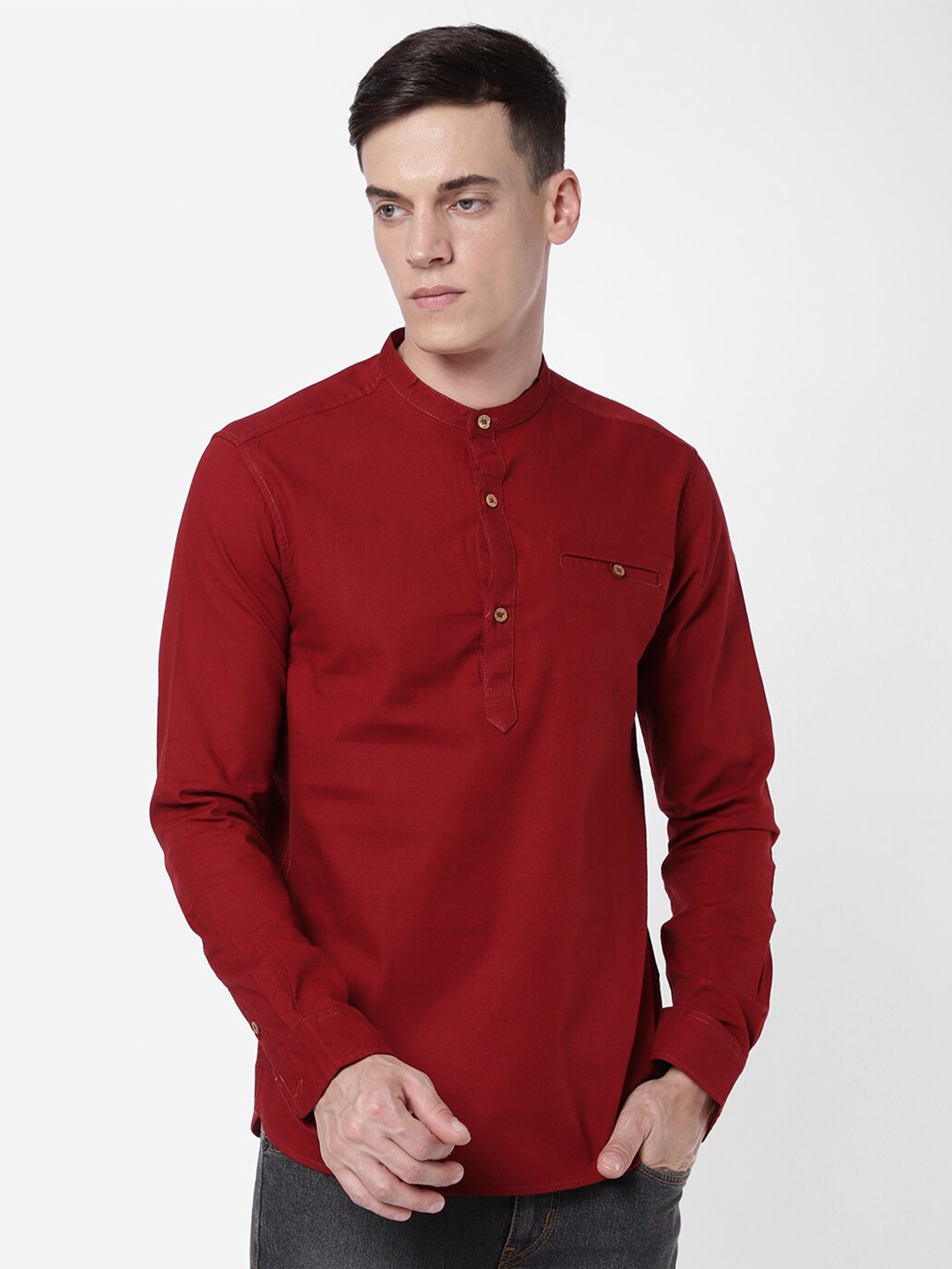 

R&B Men Solid Casual Shirt, Maroon