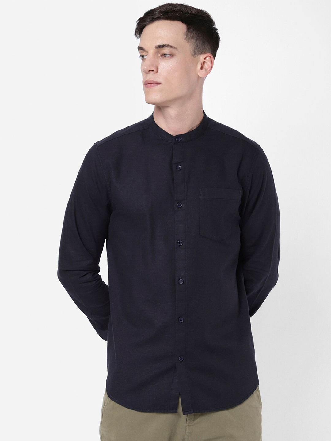 

R&B Men Solid Casual Shirt, Blue