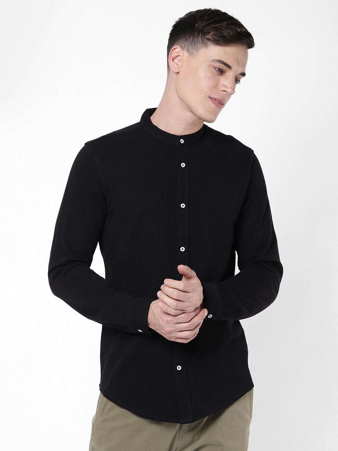 

R&B Men Textured Casual Shirt, Black