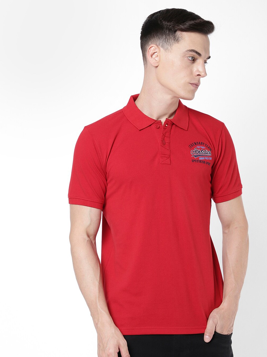 

R&B Men Polo Collar T-shirt, Red