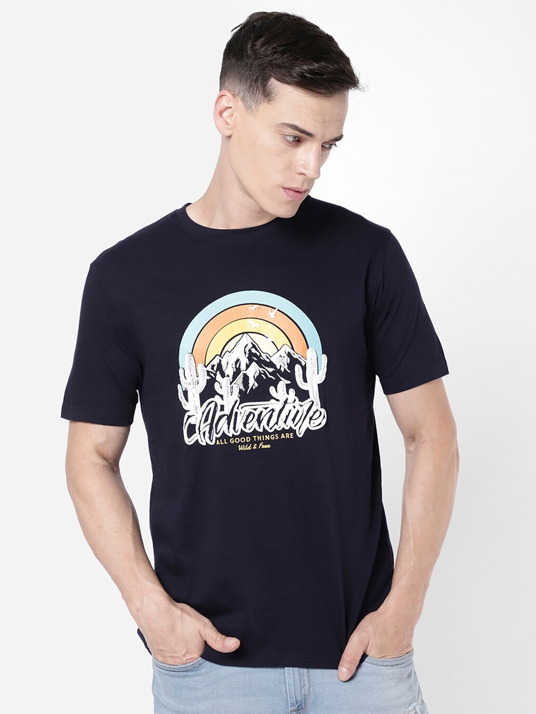

R&B Men Graphic Printed T-shirt, Blue