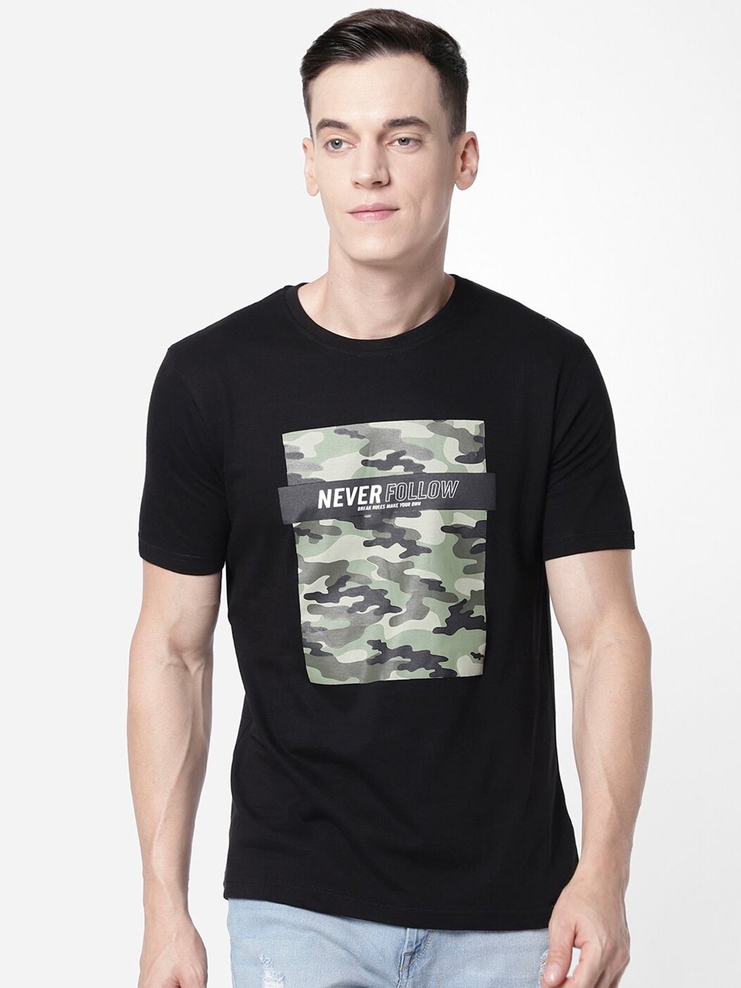 

R&B Men Graphic Printed T-shirt, Black