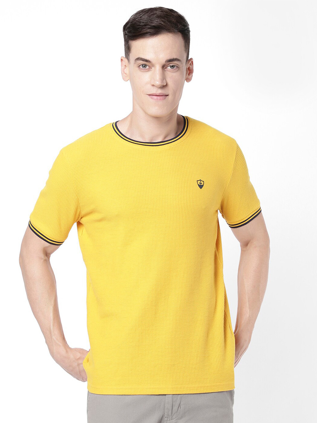 

R&B Men Regular Fit T-shirt, Yellow