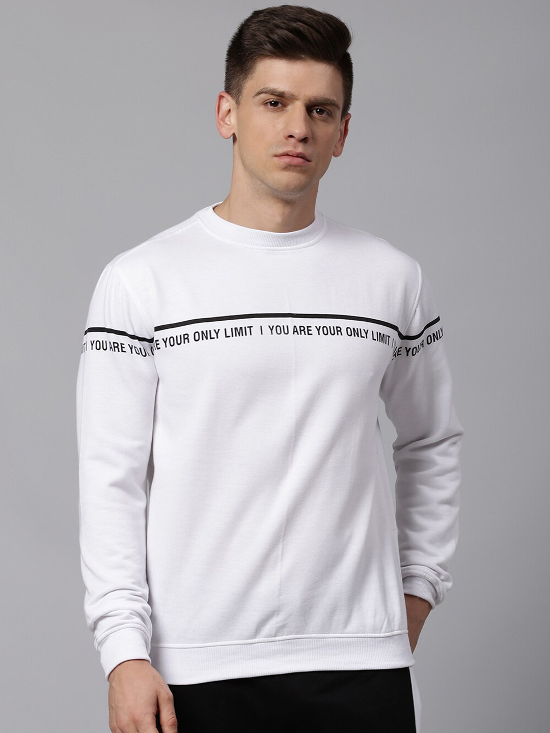 

Hubberholme Men Typography Printed Long Sleeves Sweatshirt, White