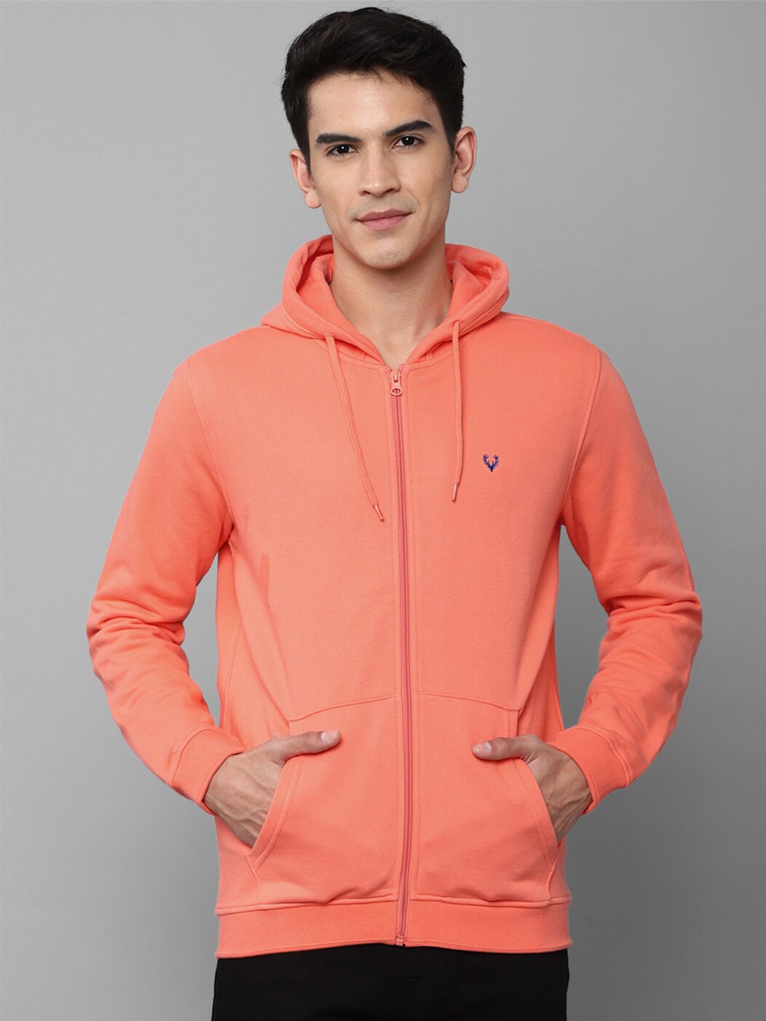 

Allen Solly Men Solid Hooded Cotton Sweatshirt, Peach