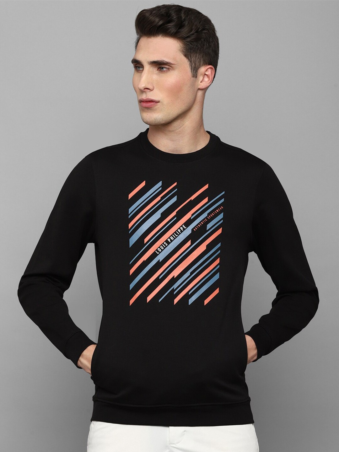

Louis Philippe Sport Men Graphic Printed Sweatshirt, Black