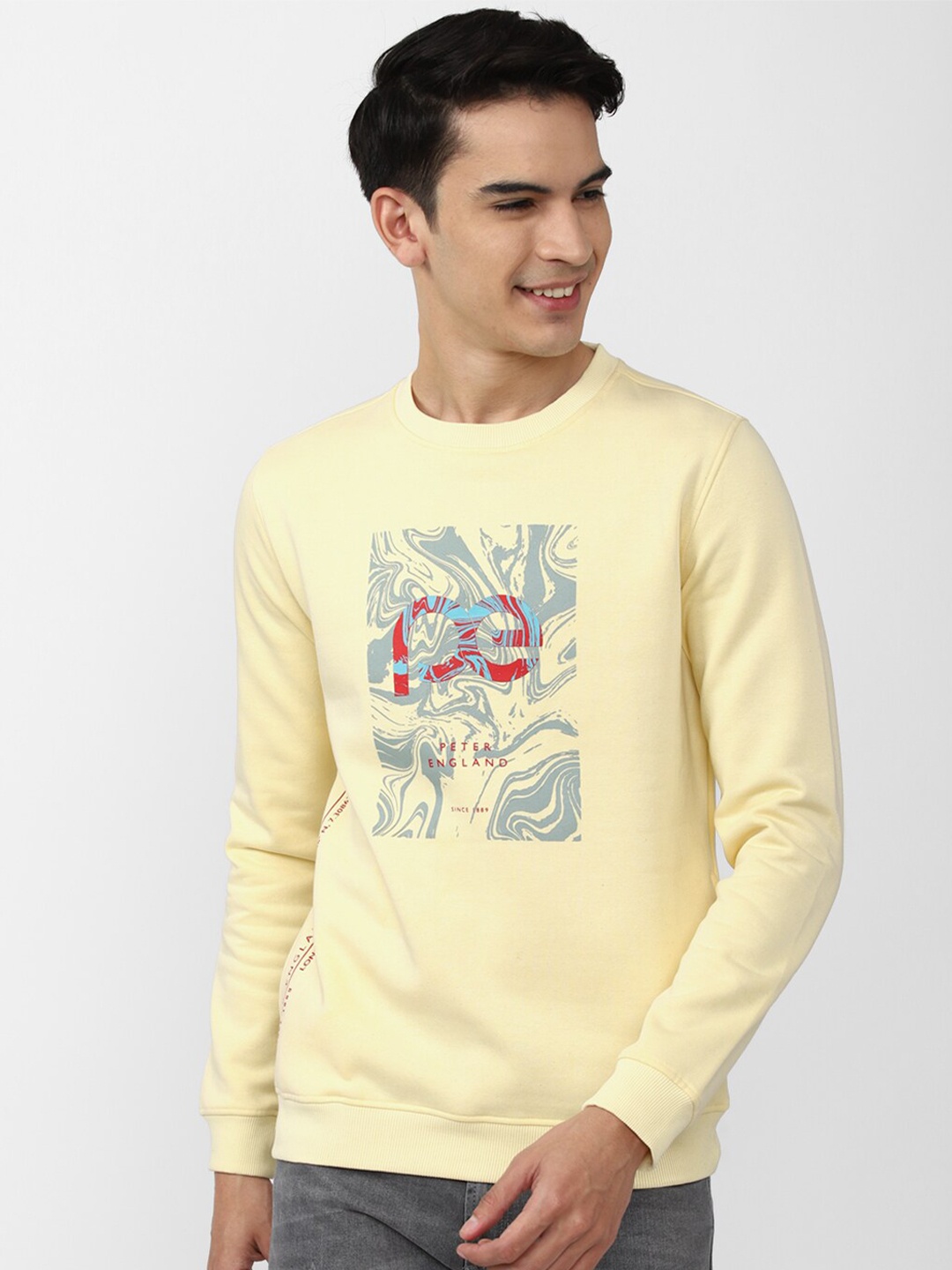 

Peter England Casuals Men Graphic Printed Sweatshirt, Yellow