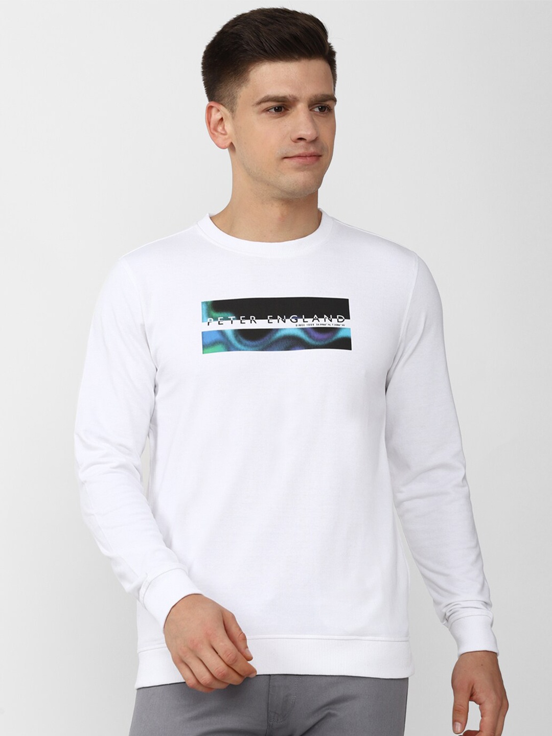 

Peter England Casuals Men Graphic Printed Sweatshirt, White
