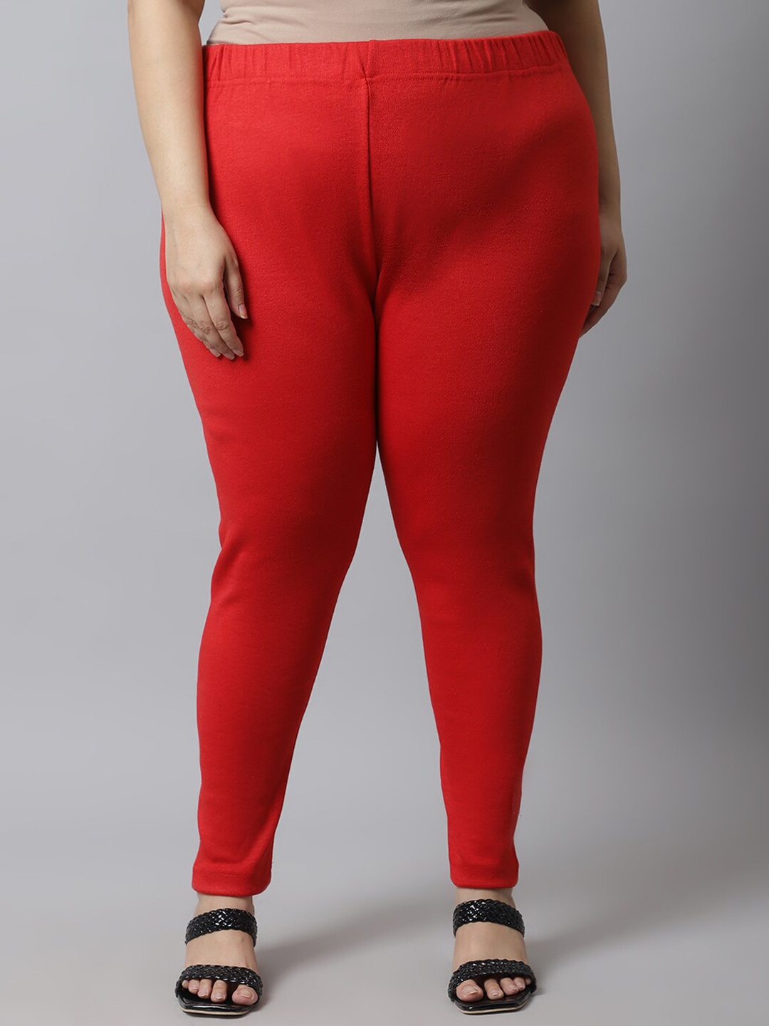 

TAG 7 PLUS Women Plus Size Solid Ankle-Length Leggings, Red